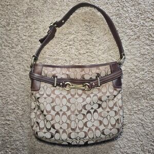 Coach Hampton 12469 Signature Brown Jacquard Khaki Hobo Shoulder Bag Project Y2k